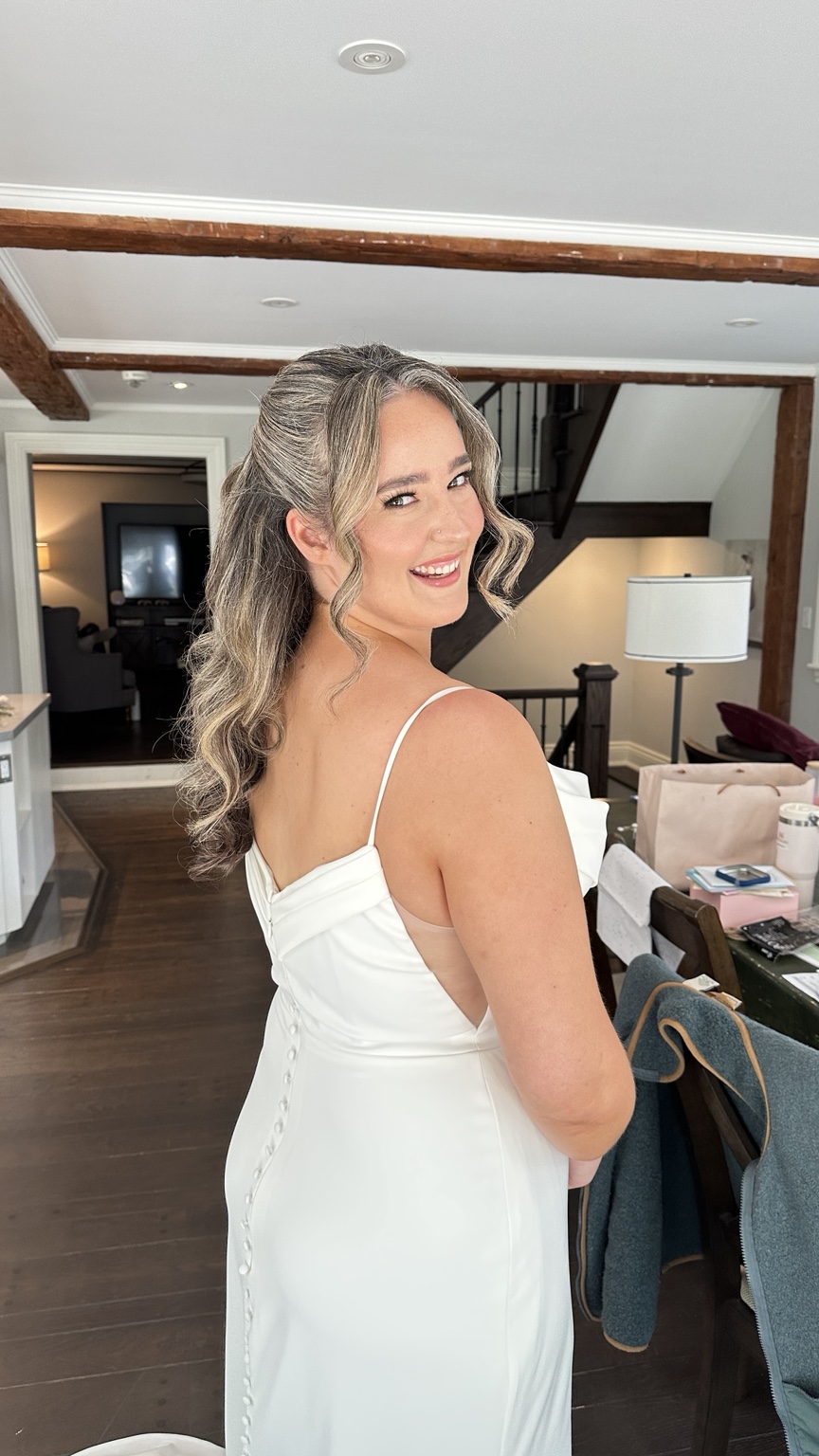 Bride showing bridal hairstyle